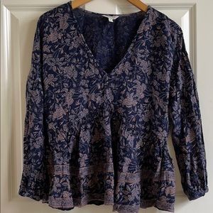 Lucky Brand V neck floral print babydoll top